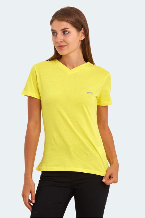 Slazenger KRISTEN I Kadın V Yaka Sarı Tişört