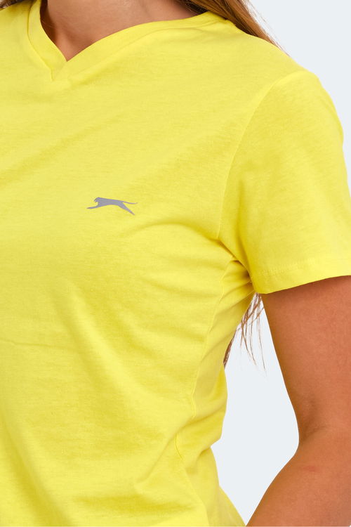 Slazenger KRISTEN I Kadın V Yaka Sarı Tişört