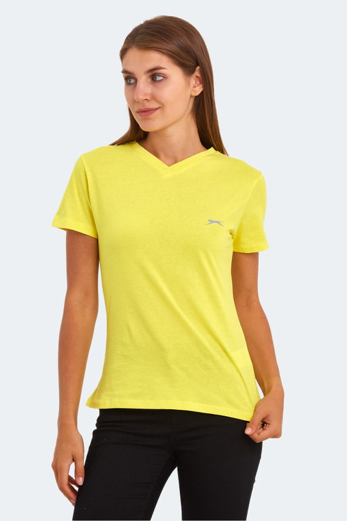 Slazenger KRISTEN I Kadın V Yaka Sarı Tişört