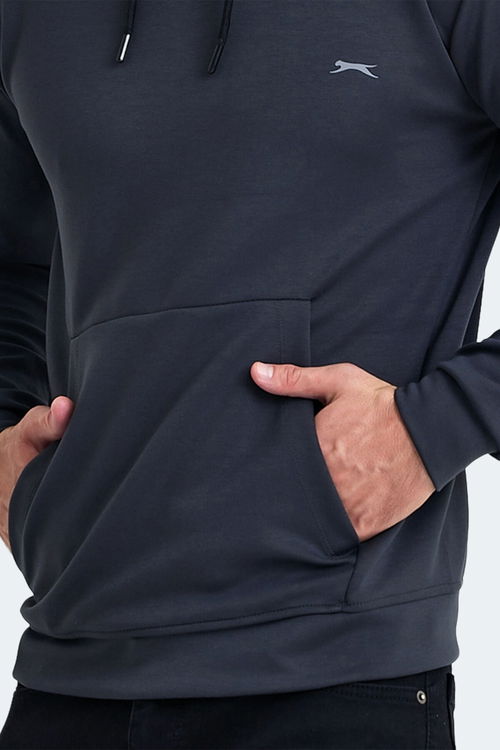 Slazenger KULA 2 li set Erkek Kapüşonlu Cepli Siyah - Gri Sweatshirt