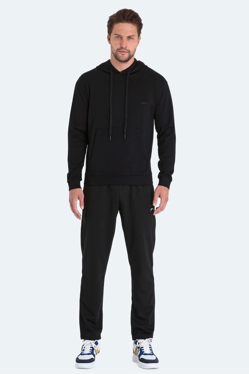 Slazenger KULA 2 li set Erkek Kapüşonlu Cepli Siyah - Gri Sweatshirt