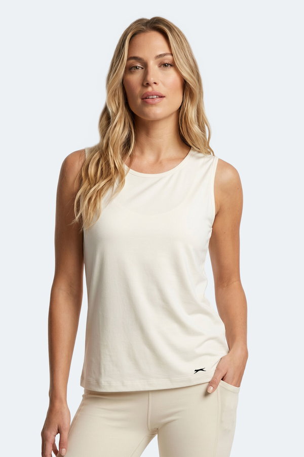 Slazenger KUNDE Kadın Kolsuz Ekru Atlet