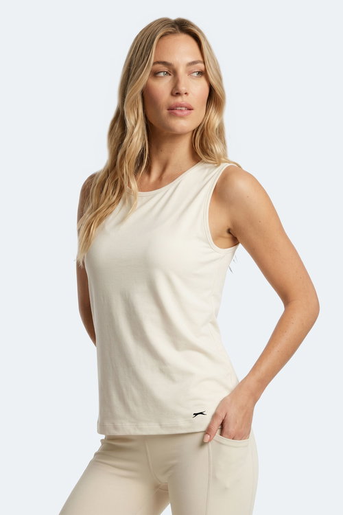 Slazenger KUNDE Kadın Kolsuz Ekru Atlet