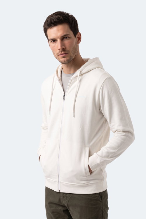 Slazenger KURTIS I Erkek Kapüşonlu Beyaz Sweatshırt