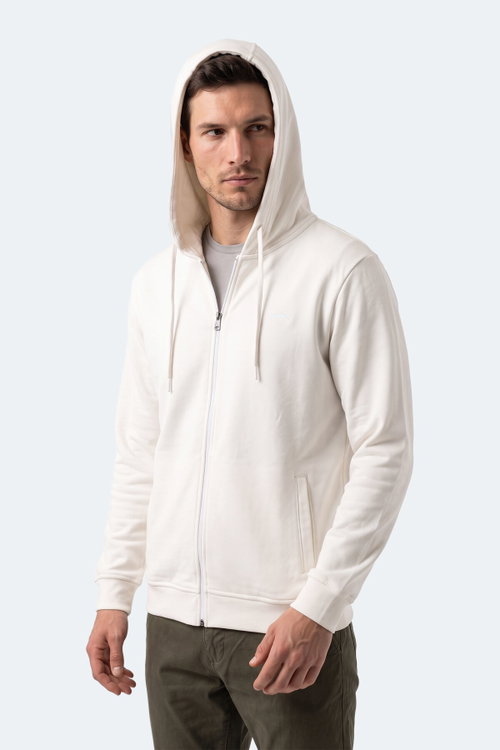 Slazenger KURTIS I Erkek Kapüşonlu Beyaz Sweatshırt