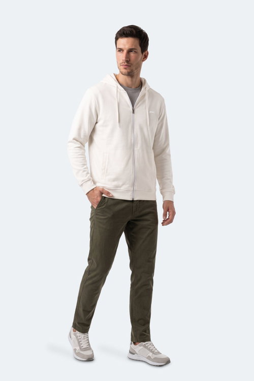 Slazenger KURTIS I Erkek Kapüşonlu Beyaz Sweatshırt