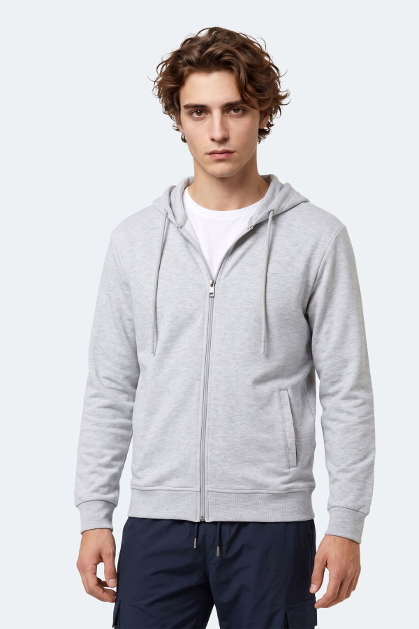 Slazenger KURTIS I Erkek Kapüşonlu Gri Sweatshırt