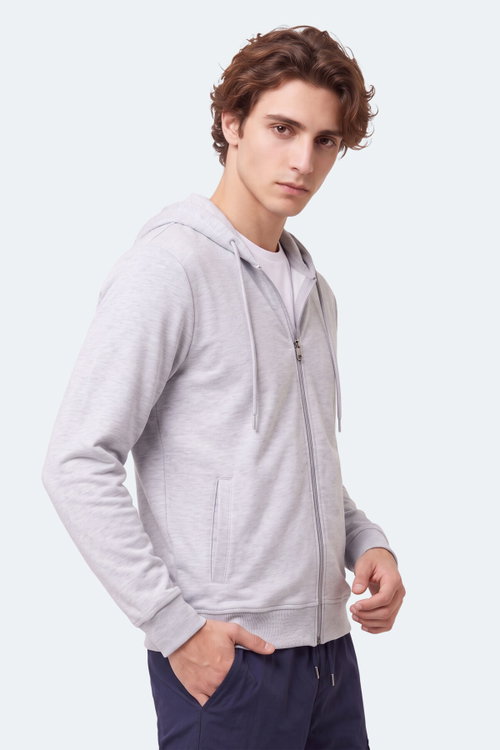 Slazenger KURTIS I Erkek Kapüşonlu Gri Sweatshırt