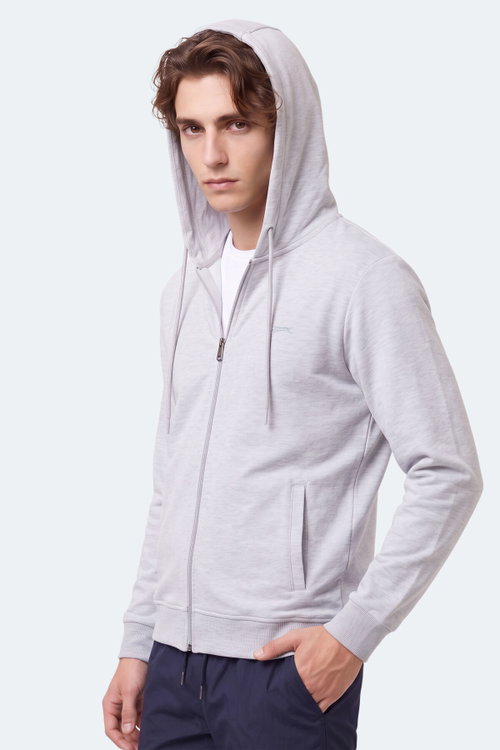 Slazenger KURTIS I Erkek Kapüşonlu Gri Sweatshırt