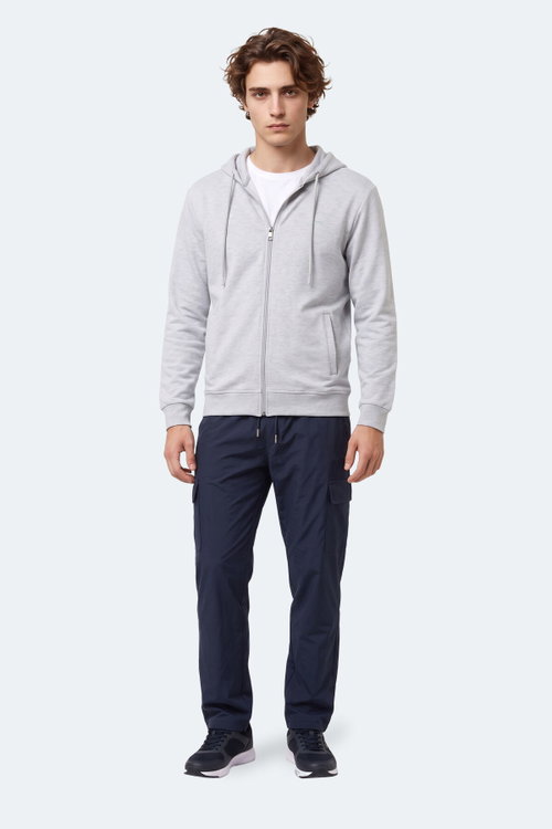 Slazenger KURTIS I Erkek Kapüşonlu Gri Sweatshırt