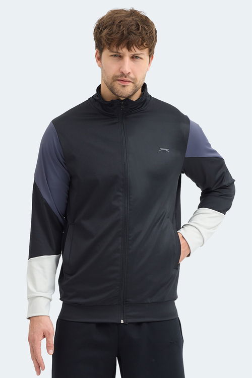 Slazenger KYLORA Erkek Dik Yaka Fermuarlı Siyah Sweatshırt