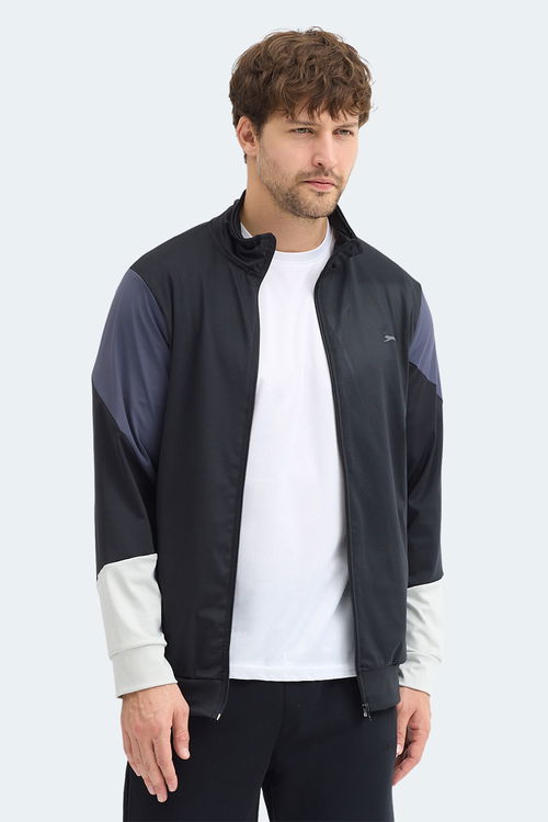 Slazenger KYLORA Erkek Dik Yaka Fermuarlı Siyah Sweatshırt