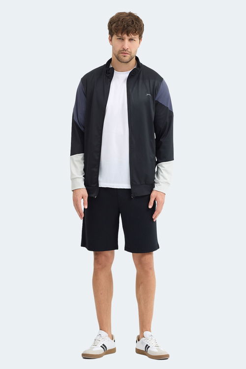 Slazenger KYLORA Erkek Dik Yaka Fermuarlı Siyah Sweatshırt