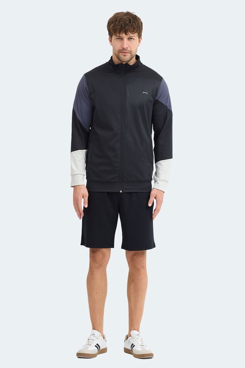 Slazenger KYLORA Erkek Dik Yaka Fermuarlı Siyah Sweatshırt