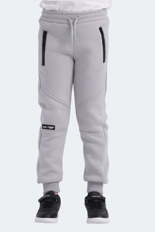 Slazenger LAMYA 2 li Set Erkek Çocuk Fermuar Cepli Taş Gri - Mavi Eşofman Altı
