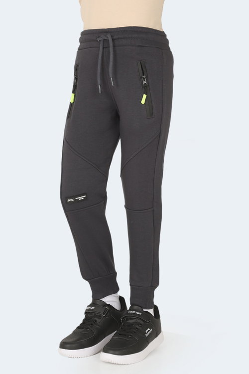 Slazenger LAMYA 2 li Set Unisex Çocuk Fermuar Cepli Haki - Koyu Gri Eşofman Altı