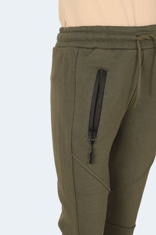 Slazenger LAMYA 2 li Set Unisex Çocuk Fermuar Cepli Haki - Koyu Gri Eşofman Altı