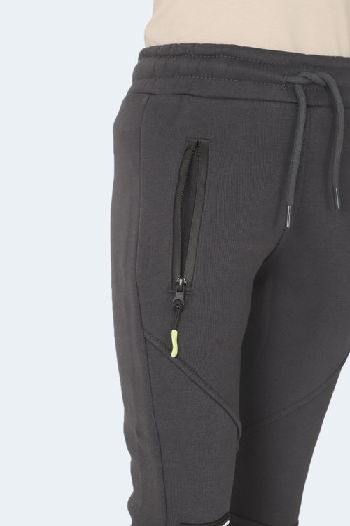 Slazenger LAMYA 2 li Set Unisex Çocuk Fermuar Cepli Haki - Koyu Gri Eşofman Altı