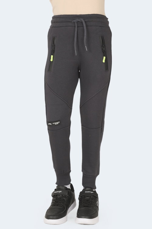 Slazenger LAMYA 2 li Set Unisex Çocuk Fermuar Cepli Haki - Koyu Gri Eşofman Altı