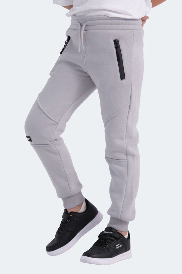 Slazenger LAMYA 2 li Set Unisex Çocuk Fermuar Cepli Siyah -Taş Gri Eşofman Altı