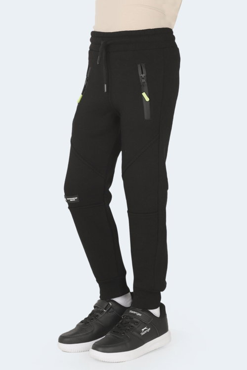 Slazenger LAMYA 2 li Set Unisex Çocuk Fermuar Cepli Siyah -Taş Gri Eşofman Altı