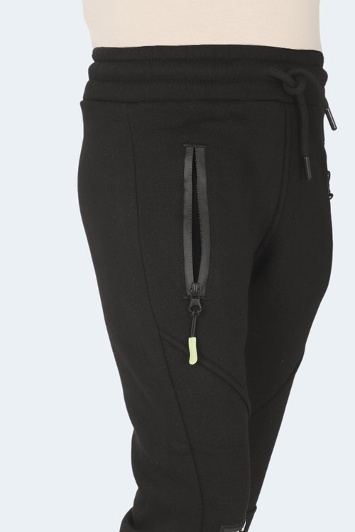 Slazenger LAMYA 2 li Set Unisex Çocuk Fermuar Cepli Siyah -Taş Gri Eşofman Altı
