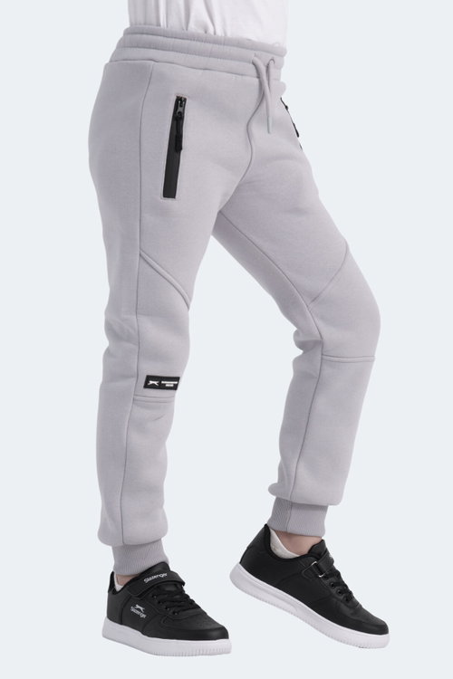Slazenger LAMYA 2 li Set Unisex Çocuk Fermuar Cepli Siyah -Taş Gri Eşofman Altı