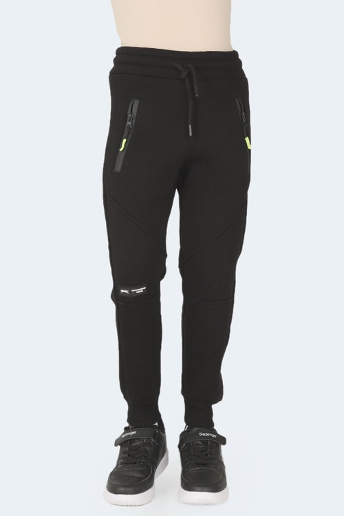 Slazenger LAMYA 2 li Set Unisex Çocuk Fermuar Cepli Siyah -Taş Gri Eşofman Altı
