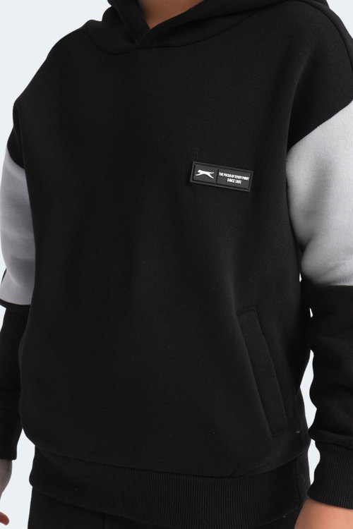 Slazenger LAYNE 2 Lİ SET Erkek Çocuk Kapüşonlu Cepli Siyah/Gri - Gri/Siyah Sweatshırt