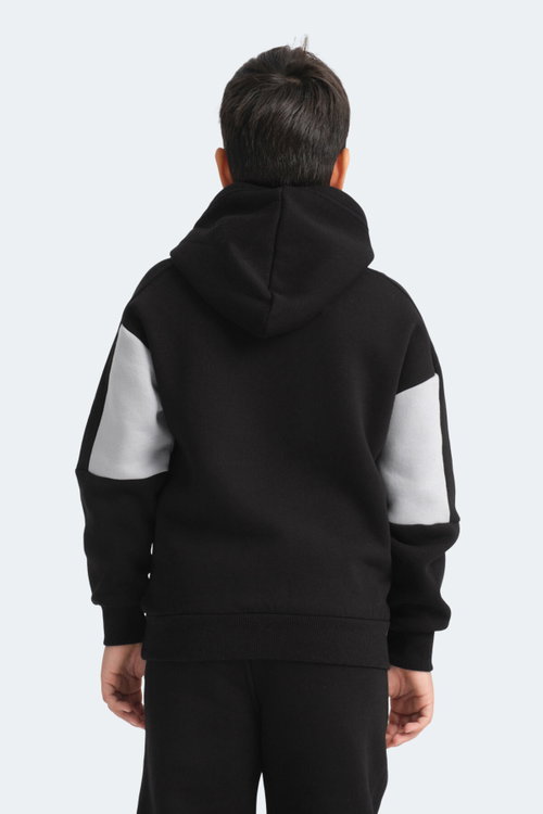 Slazenger LAYNE 2 Lİ SET Erkek Çocuk Kapüşonlu Cepli Siyah/Gri - Gri/Siyah Sweatshırt