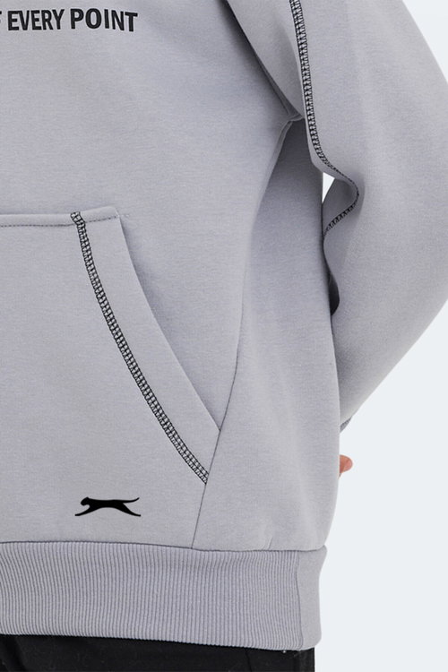 Slazenger LEVON 2 Lİ SET Erkek Çocuk Kapüşonlu Cepli Siyah -Taş Gri Sweatshırt