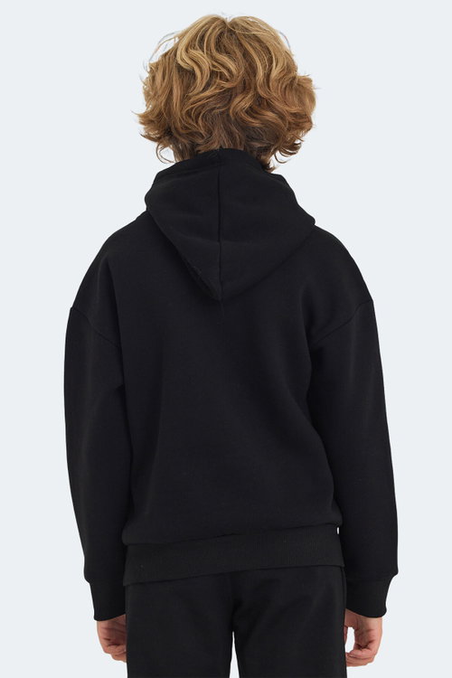 Slazenger LEVON 2 Lİ SET Erkek Çocuk Kapüşonlu Cepli Siyah -Taş Gri Sweatshırt