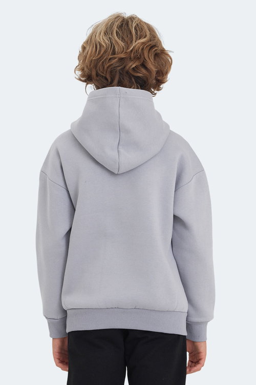 Slazenger LEVON 2 Lİ SET Erkek Çocuk Kapüşonlu Cepli Siyah -Taş Gri Sweatshırt