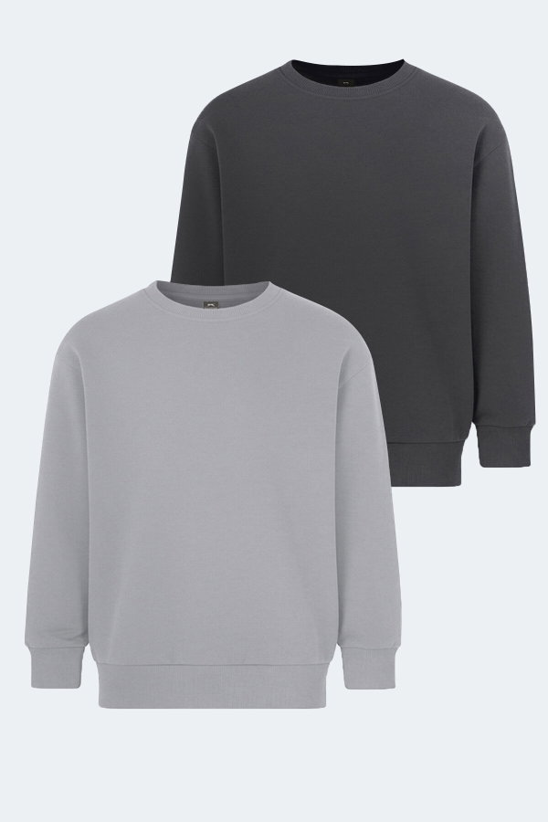 Slazenger LOGAN 2 li set Erkek Çocuk Taş Gri - Koyu Gri Sweatshırt