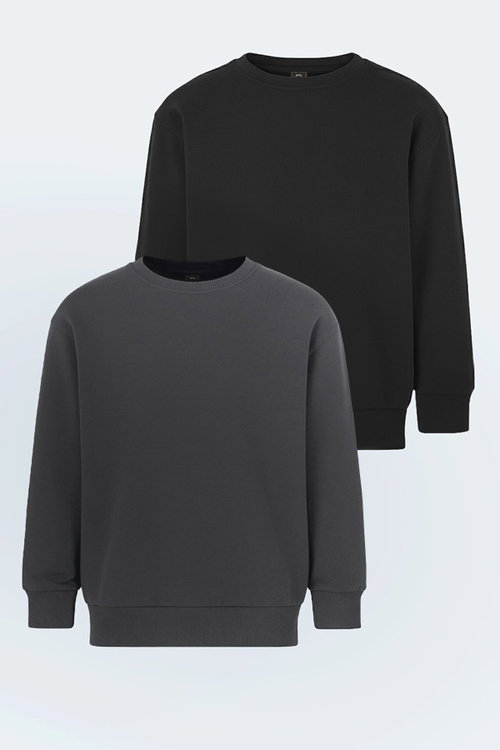 Slazenger LOGAN 2 li set Unisex Çocuk Siyah - Gri Sweatshırt