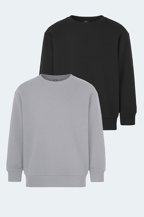 Slazenger LOGAN 2 li set Unisex Çocuk Siyah -Taş Gri Sweatshirt