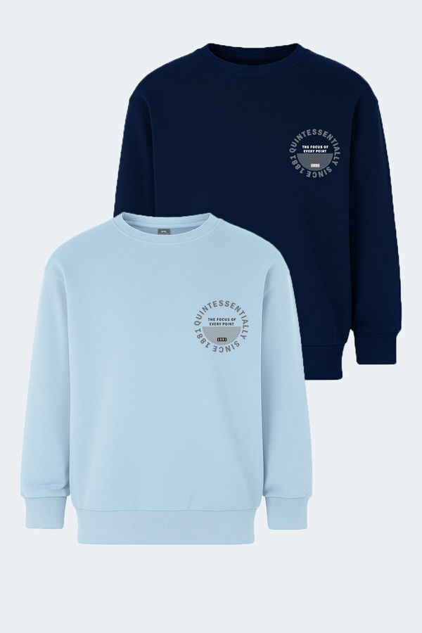 Slazenger LONE 2 li Set Unisex Çocuk Lacivert - Mavi Sweatshirt
