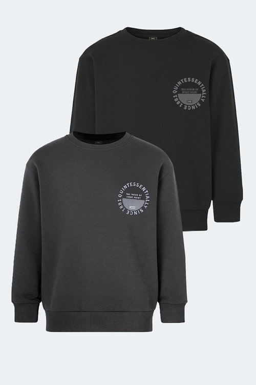 Slazenger LONE 2 li Set Unisex Çocuk Siyah - Koyu Gri Sweatshırt