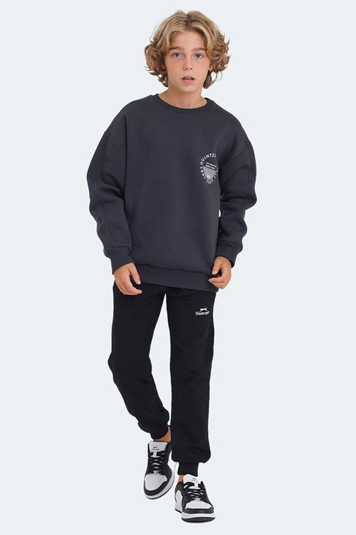Slazenger LONE 2 li Set Unisex Çocuk Siyah - Koyu Gri Sweatshırt