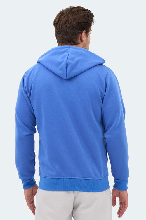 Slazenger MAJESTIC I Erkek Fermuarlı Kapüşonlu Cepli Indigo Sweatshırt