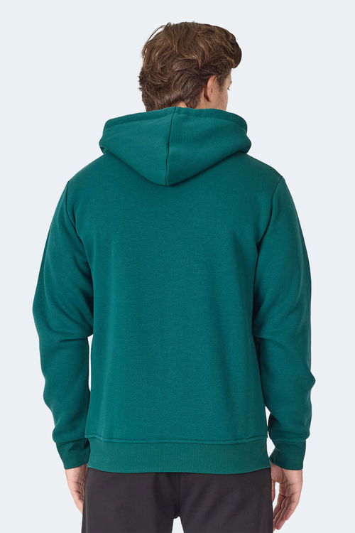 Slazenger MAJESTIC I Erkek Fermuarlı Kapüşonlu Cepli Koyu Yeşil Sweatshırt