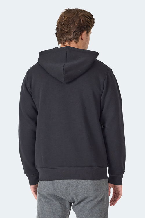 Slazenger MAJESTIC I Erkek Fermuarlı Kapüşonlu Cepli Siyah Sweatshırt