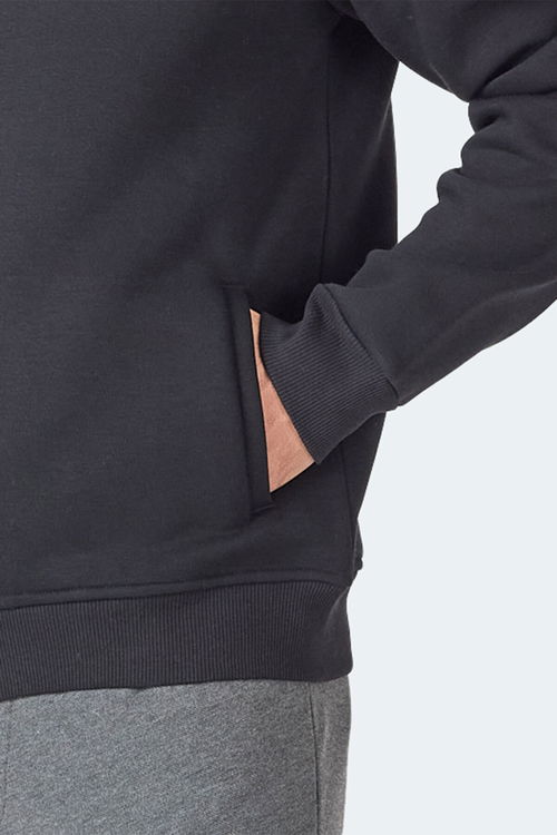 Slazenger MAJESTIC I Erkek Fermuarlı Kapüşonlu Cepli Siyah Sweatshırt