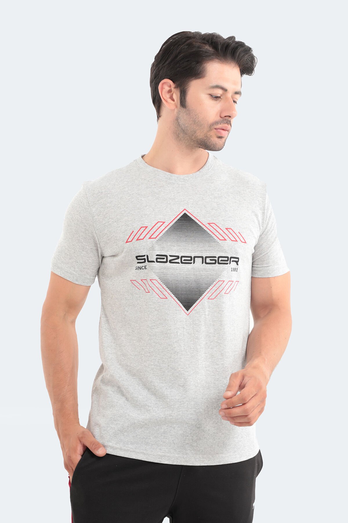 Slazenger MARQUES Erkek T-Shirt A.Gri - Thumbnail