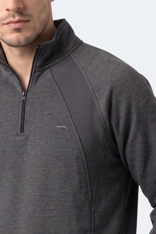 Slazenger MAVON I Erkek Dik Yaka Fermuarlı Antrasit Sweatshırt