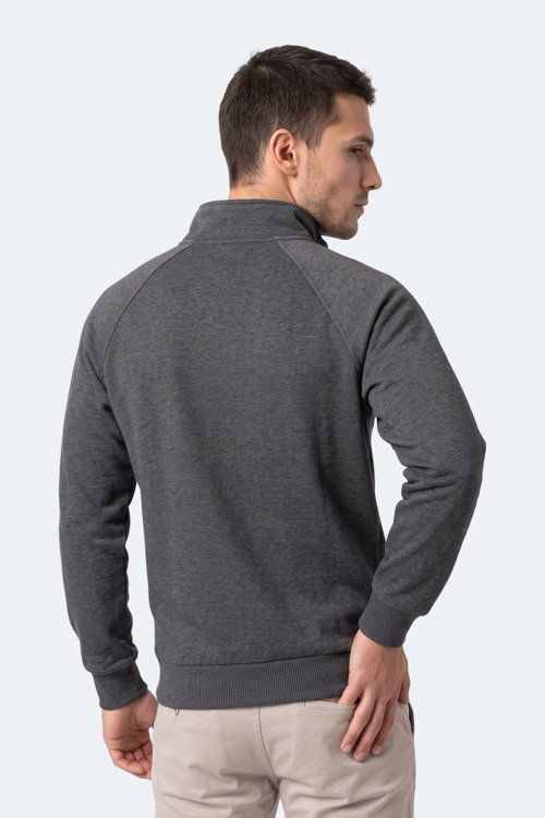 Slazenger MAVON I Erkek Dik Yaka Fermuarlı Antrasit Sweatshırt