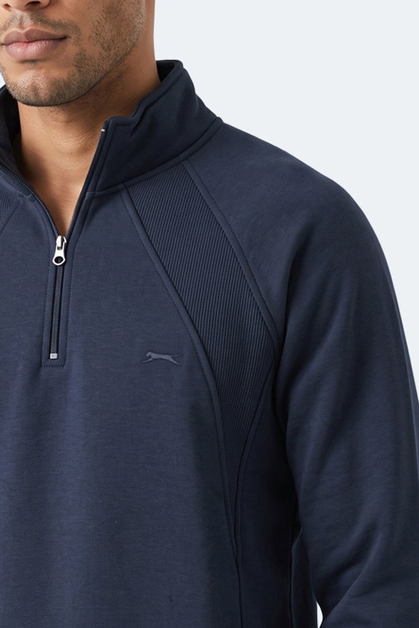 Slazenger MAVON I Erkek Dik Yaka Fermuarlı Lacivert Sweatshırt