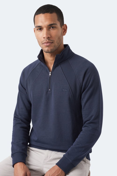 Slazenger MAVON I Erkek Dik Yaka Fermuarlı Lacivert Sweatshırt