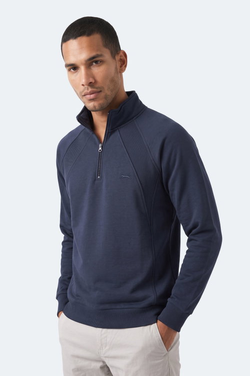 Slazenger MAVON I Erkek Dik Yaka Fermuarlı Lacivert Sweatshırt