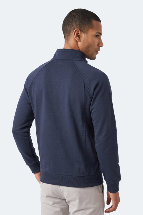 Slazenger MAVON I Erkek Dik Yaka Fermuarlı Lacivert Sweatshırt